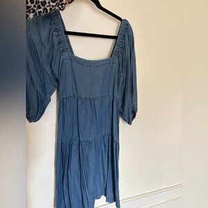 NWOT Soft Denim Women's Babydoll Dress can be worn off the shoulder or on